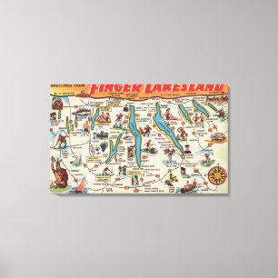 Vingermeren, New York - Gedetailleerde kaart Canvas Afdruk