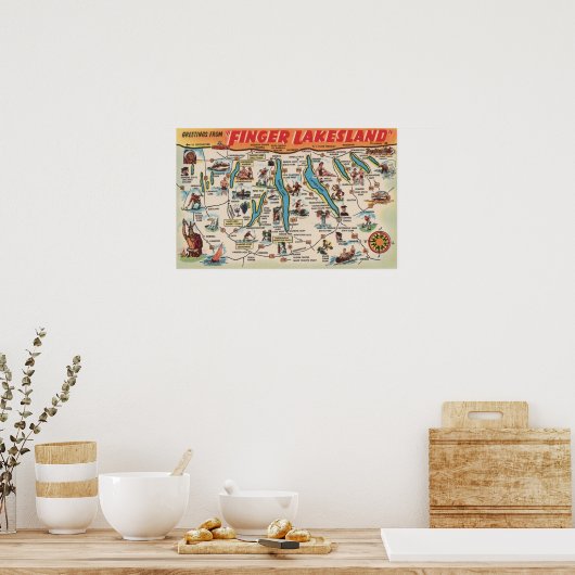 Vingermeren, New York - Gedetailleerde kaart Poster (Keuken)