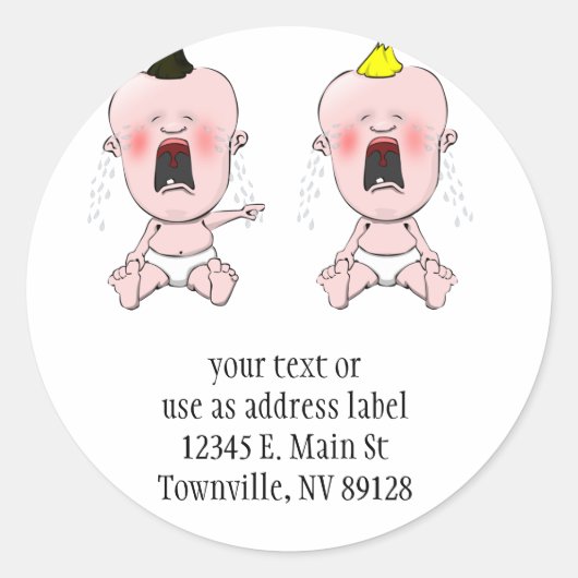Vingerpointing Cry Baby Ronde Sticker (Voorkant)