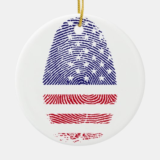 Vingerprint Amerikaans nationaal vlaggen-onafhanke Keramisch Ornament (Voorkant)