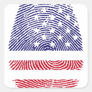 Vingerprint Amerikaans nationaal vlaggen-onafhanke Vierkante Sticker