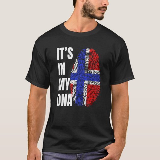 Vingerprint-DNA Biometrie Noorse vlag T-shirt (Voorkant)