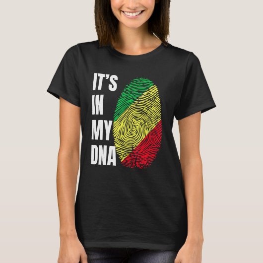 Vingerprint DNA Biometrie Vlagrepubliek Congo T-shirt (Voorkant)