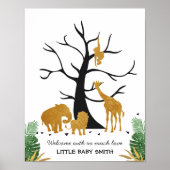 Vingerprint guestbook Tree Safari Animals Oerwoud Poster (Voorkant)