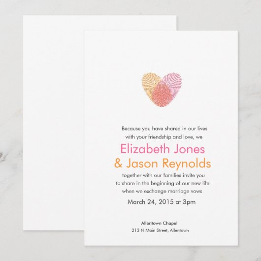 Vingerprint Heart Weddenschap Kaart (Voorkant / Achterkant)