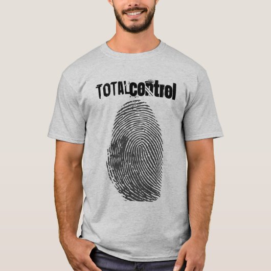 Vingerprint "Totale controle" Slogan Sociale test T-shirt (Voorkant)