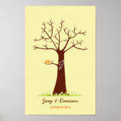 Vingerprint Tree Wedding Guestbook (crème) Poster (Voorkant)