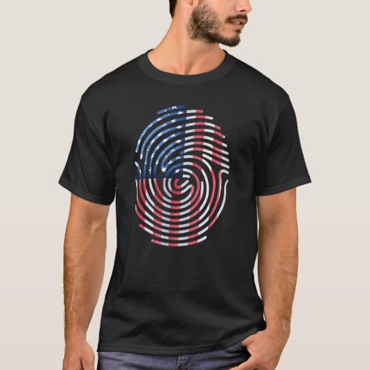 Vingerprint usa American Flag op 4 juli T-shirt (Voorkant)