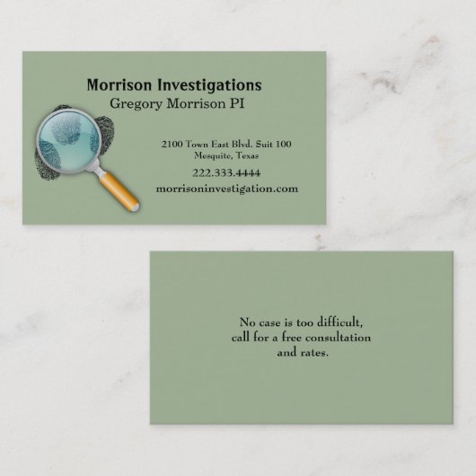 VingerPrints Particulier Visitekaartje Onderzoek (Voorkant / Achterkant)