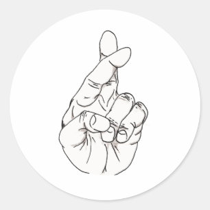 Vingers gekruid ronde sticker