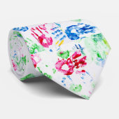 vingers schilderen handse prints op wit stropdas (Opgerold)