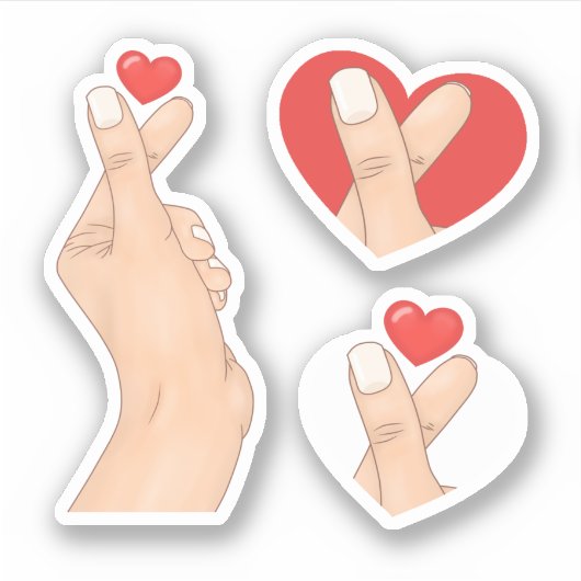 Vingers Vinger Hart Scrapboek Sticker (Voorkant)