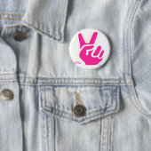 Vingers voor de vrede - Roze Ronde Button 5,7 Cm (In situ)