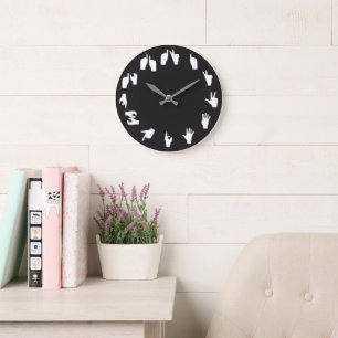Vingerspelling Monochrome Wandklok