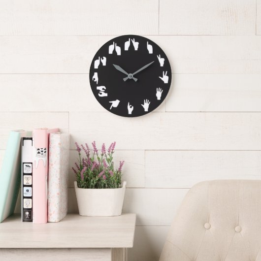 Vingerspelling Monochrome Wandklok (Leeskamer)