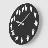 Vingerspelling Monochrome Wandklok (Hoek)