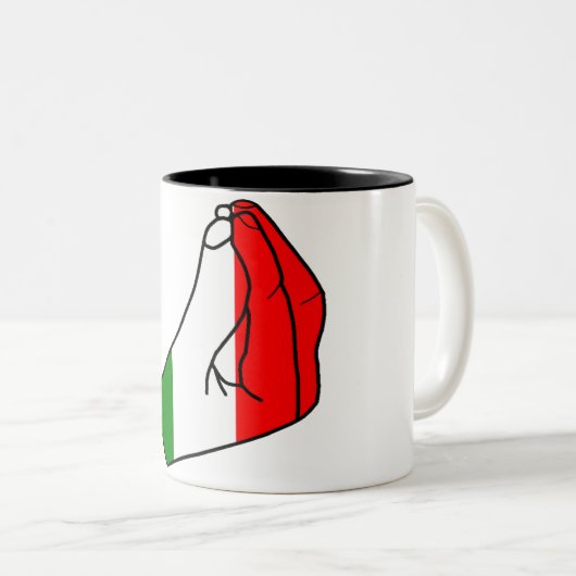 vingertas tweekleurige koffiemok (Voorkant rechts)