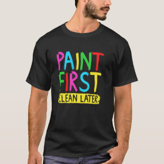 Vingerverf eerst schoonmaken later Kinder kunstsch T-shirt
