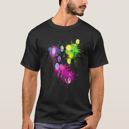 Vingerverf ik schilderblobs in kunstschilderende k t-shirt (Voorkant)