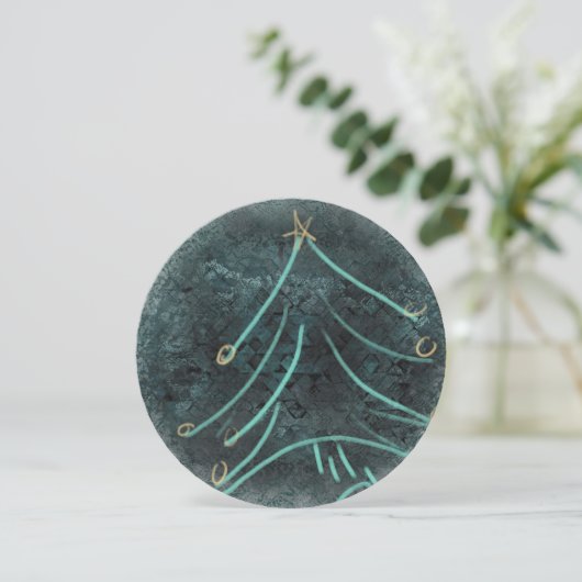 Vingerverf kerstboom feestdagenkaart (Staand voorkant)