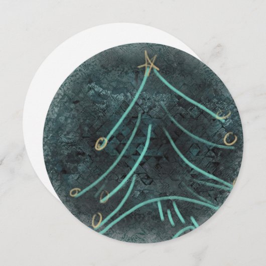 Vingerverf kerstboom feestdagenkaart (Voorkant / Achterkant)