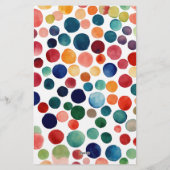 Vingerverfspassage, waterverf polka-stippenpatroon briefpapier (Achterkant)