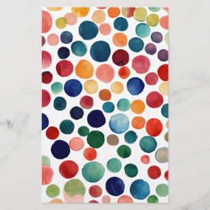 Vingerverfspassage, waterverf polka-stippenpatroon briefpapier