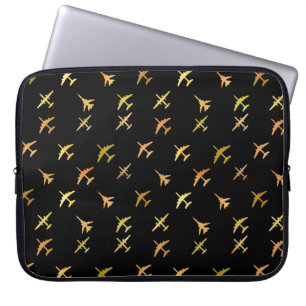 Vingervliegtuigen, op zwart laptop sleeve