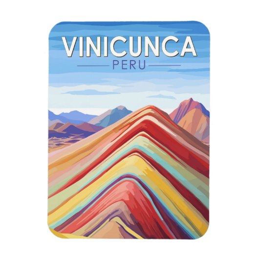 Vinicunca Peru Reizen Kunst Vintage Magneet (Verticaal)
