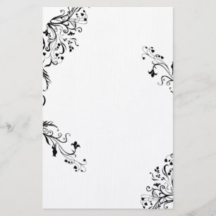 Vining Black Floral Stationery Briefpapier