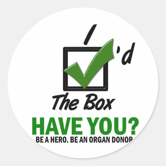 Vink het vakje Een orgaandonor zijn 2 Ronde Sticker (Voorkant)