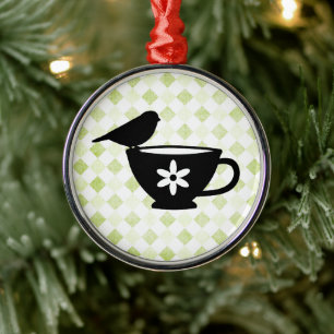 Vink op Theekop Silhouet Metalen Ornament