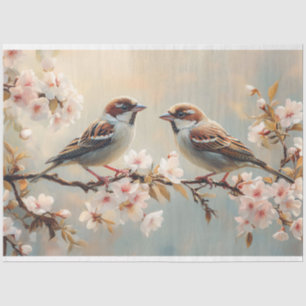 Vink Vogels op een Kersenbloesemtak Decoupage Tissuepapier