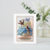 vinken met blauwe Valentijn vergeten me nots Briefkaart (Staand voorkant)