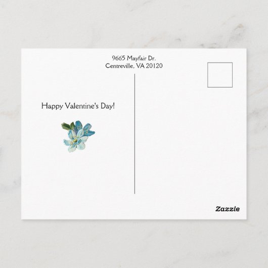  vinken met blauwe Valentijn vergeten me nots Briefkaart (Achterkant)