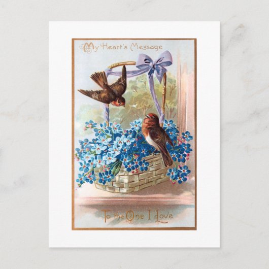 vinken met blauwe Valentijn vergeten me nots Briefkaart (Voorkant)