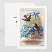 vinken met blauwe Valentijn vergeten me nots Feestdagenkaart (Voorkant / Achterkant)