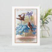 vinken met blauwe Valentijn vergeten me nots Feestdagenkaart (Staand voorkant)