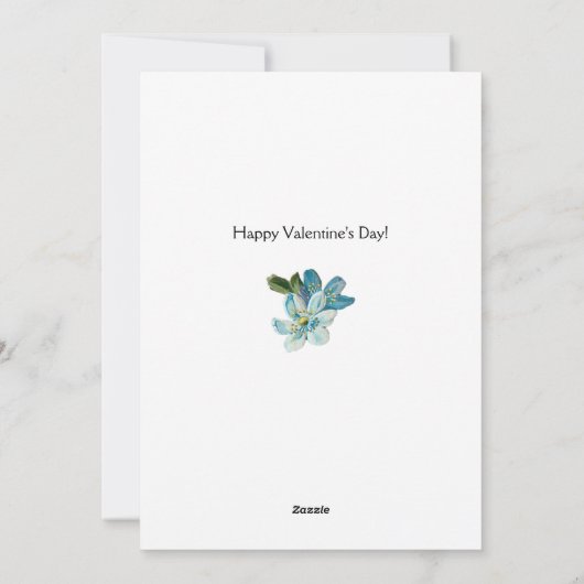 vinken met blauwe Valentijn vergeten me nots Feestdagenkaart (Achterkant)