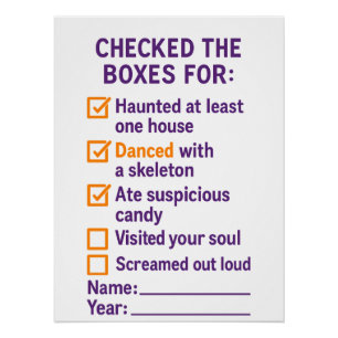 Vinkjes Aangevinkt Voor Halloween Spelletjeslijst Perfect Poster