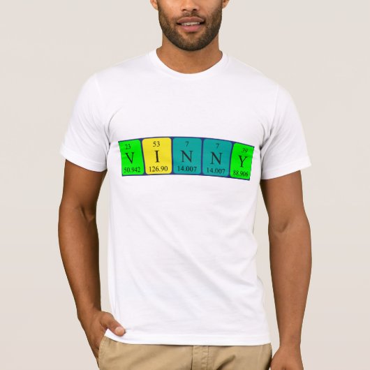 Vinny shirt met periodieke tabelnaam (Voorkant)
