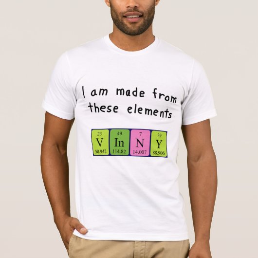 Vinny shirt met periodieke tabelnaam (Voorkant)