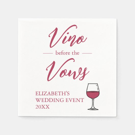 Vino Before The Vows Bruidsfeest/ Afscheid van de  Servet (Voorkant)