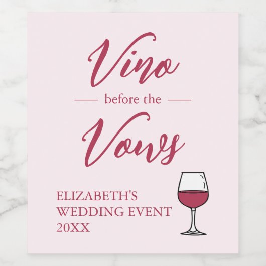 Vino Before The Vows Bruidsfeest/Bachelorette Wijn Etiket (Enkel label)