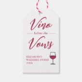 Vino Before The Vows Bruiloft/ Afscheidsfeestje vo Cadeaulabel (Voorkant)
