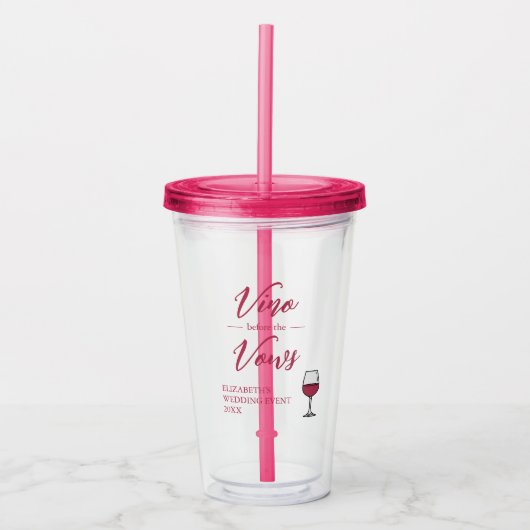 Vino Before The Vows Bruiloft/ Afscheidsfeestje Vr Acryl Drinkbeker (Voorkant)