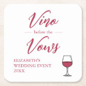 Vino Before The Vows Bruiloftsfeest/ Afscheid Als Kartonnen Onderzetters (Voorkant)