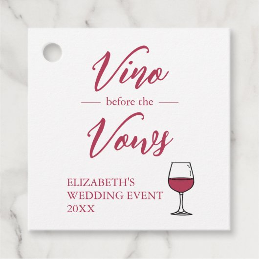 Vino Before The Vows Bruiloftsfeest/Avond voor de Bedankjes Labels (Voorkant)