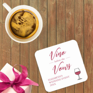 Vino Before The Vows Bruiloftsfeest/Avond voor de  Kartonnen Onderzetters