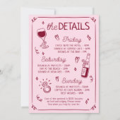 Vino Before the Vows Pink & Wine Red Bachelorette Kaart (Achterkant)